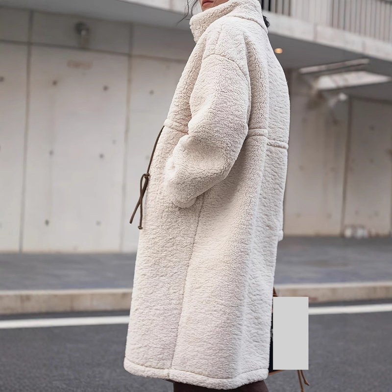 Îmbrăcăminte pentru femei toamna și iarna ins stil miel lână haină femei groasă de mijloc și lungă din bumbac haină femei_voghion.com