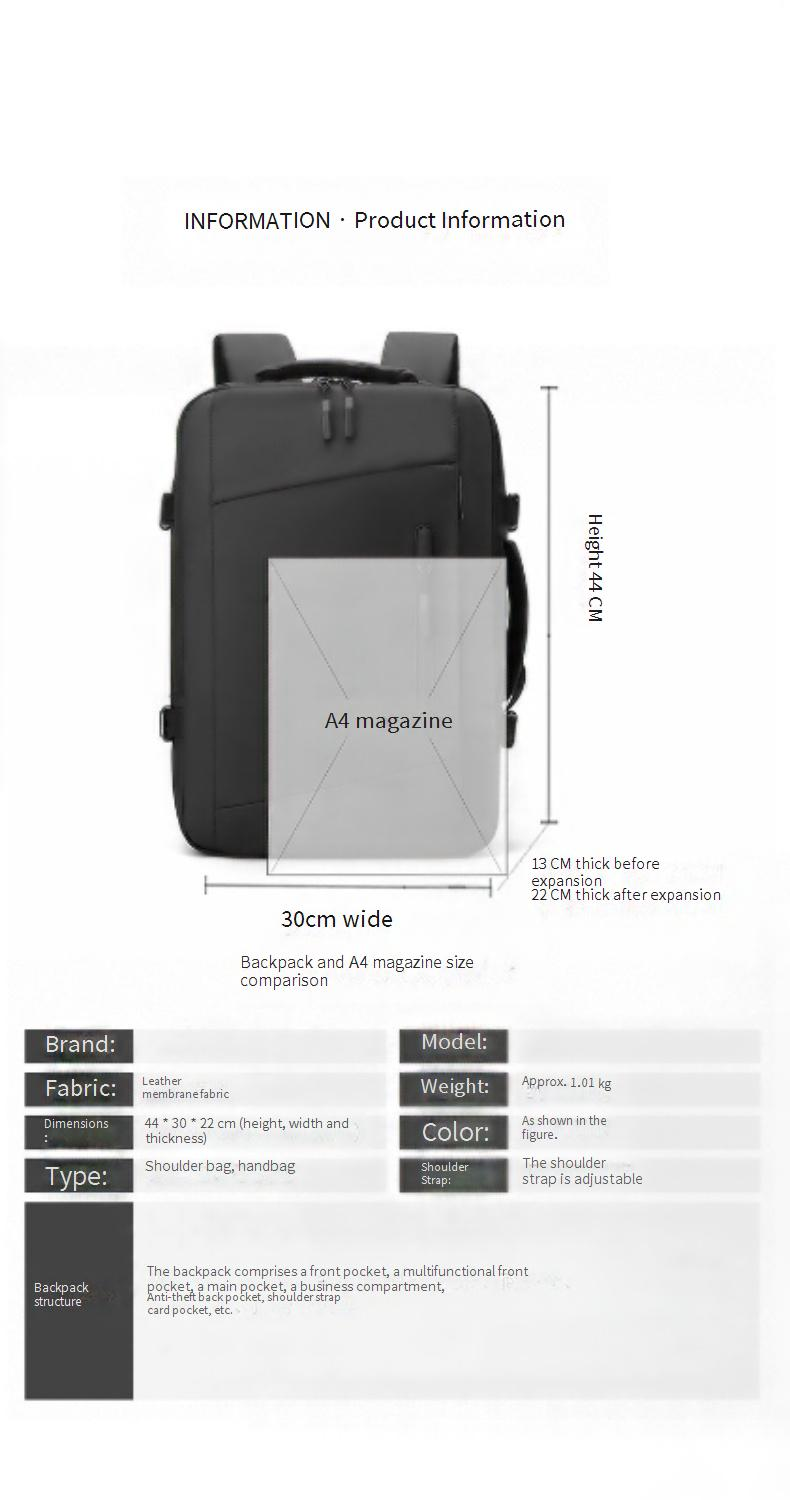 Men's backpack Travel bag can be expanded business bag large capacity backpack short business trip computer bag_voghion.com