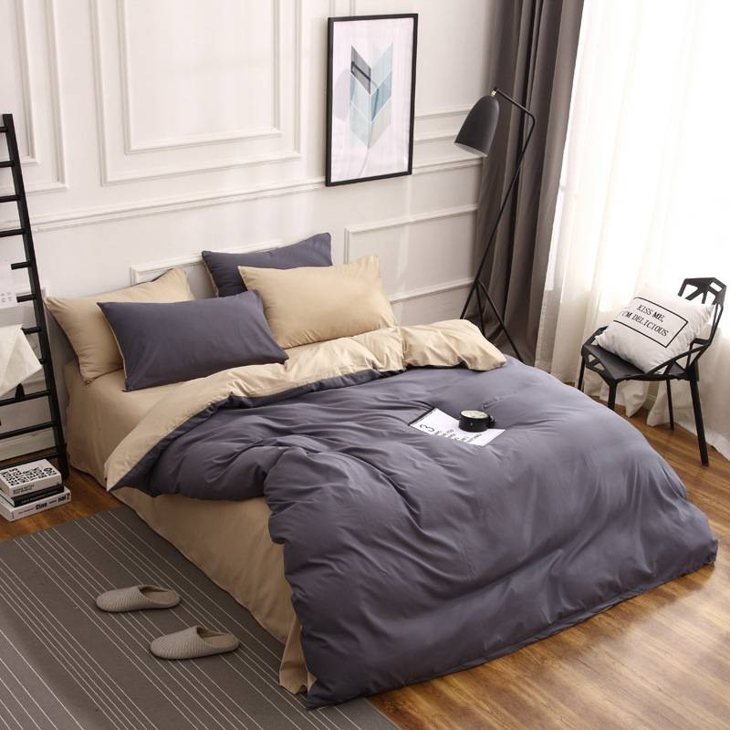 Three Piece Fitted Sheet Set Solid Color Bedding Candy Long Pillowcase_voghion.com