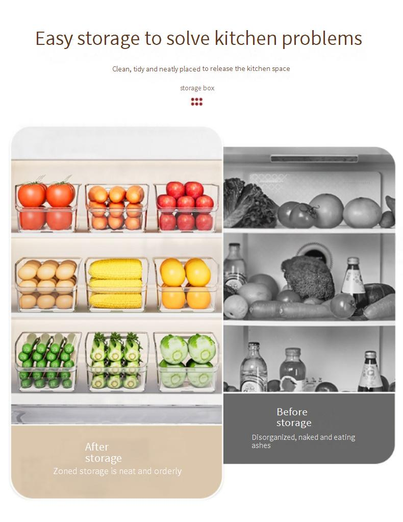 Refrigerator Storage Box Food Grade Household Drawer Storage Special Kitchen Egg Box Transparent Drain Fresh Keeping Box_voghion.com