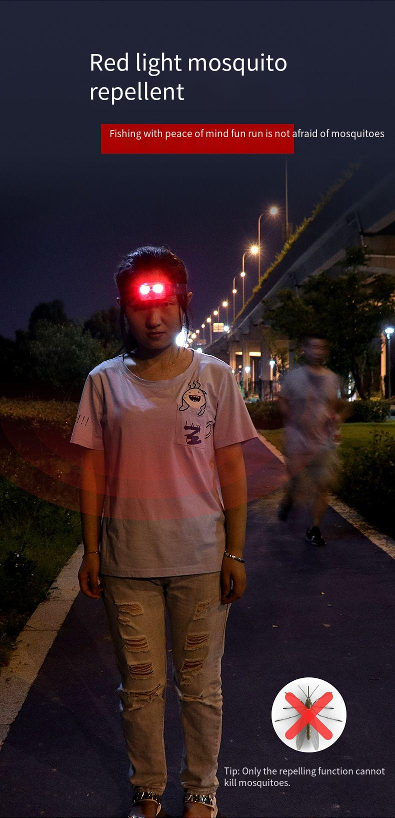 Headlight Sensing Usb Charging Warning Red Led Strong Light Cob Outdoor Night Fishing Waterproof Headlight_voghion.com