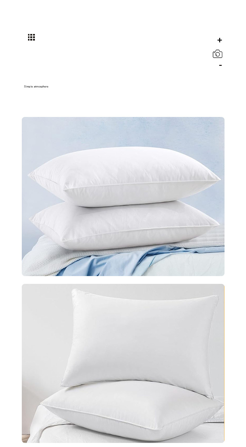 Cuscino in piumino d'oca di alta qualità con fodera in cotone - Altezza regolabile da 1 a 5 cm, ipoallergenico e traspirante per casa e ospitalità_voghion.com