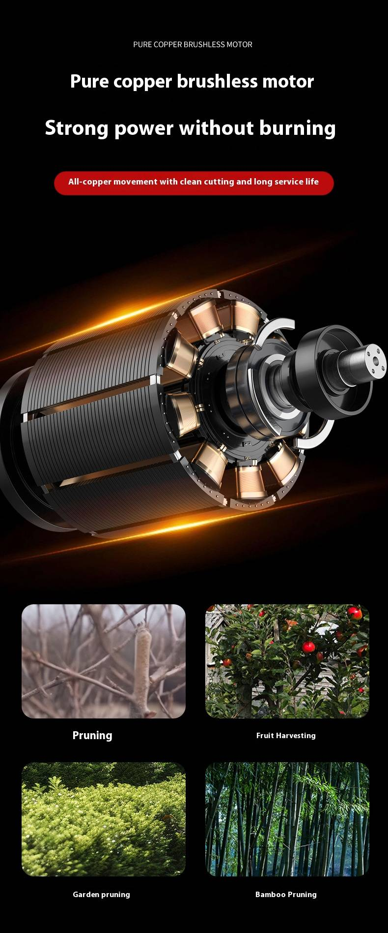 CD619 Cordless Lithium-Ion Brushless Pruning Shears - Long-Lasting Electric Garden Scissors For Trees & Shrubs, Lightweight & Ergonomic Design_voghion.com