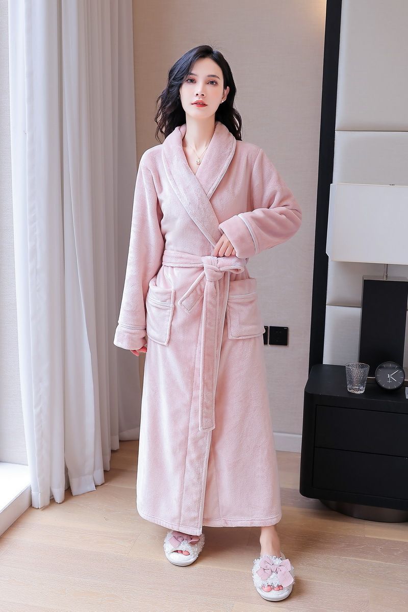Luxury Flannel Robe For Women & Men - Ultra Soft Fleece Bathrobe With Long Sleeves Cozy Winter Sleepwear Couples Matching Loungewear In Elegant Colors_voghion.com