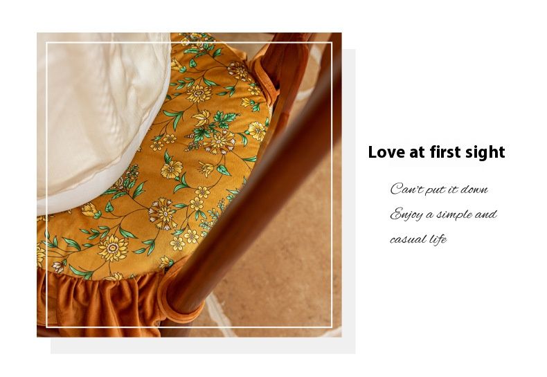 Polyester French-Style Chair Cushion – 45x45cm Washable Seat Pad With Floral Ruffles For Dining & Home Decor (Green Rabbitweed/Iris Design, Non-Slip)_voghion.com