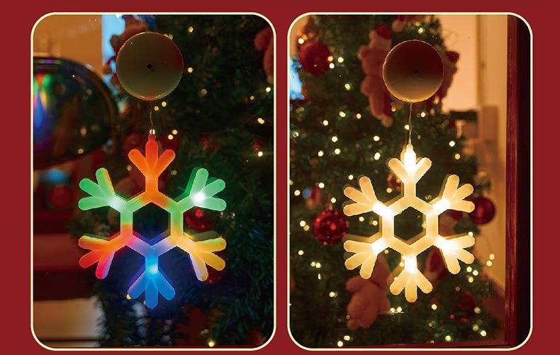 Luces navideñas con ventosa: guirnalda de luces LED a pilas para decoración navideña, en blanco cálido y multicolor._voghion.com