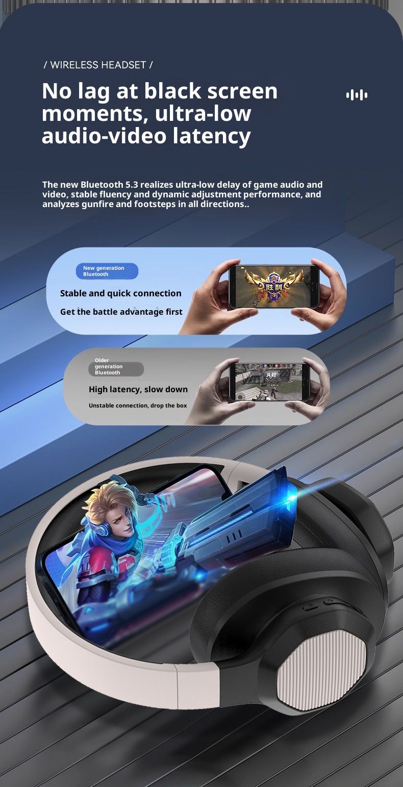 P2970 Kabelloser Bluetooth-Kopfhörer: Over-Ear, faltbar, Hi-Fi-Stereo, Bluetooth 5.3, leicht und komfortabel für Musik und Gaming_voghion.com