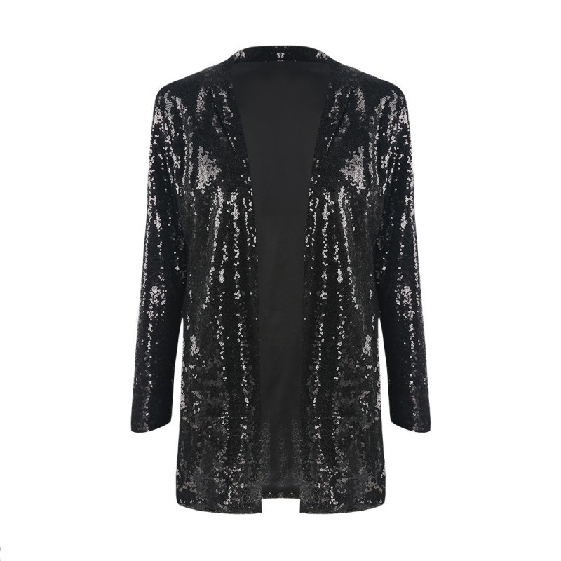 Chaqueta de traje con lentejuelas doradas K para actuaciones; cárdigan de mujer para discotecas y fiestas; atuendo de escenario para reuniones en bares._voghion.com