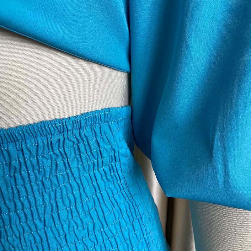 D220 Amazon 2022 Summer Chest Wrap Strap Top Wide Leg Pants Large Size European and American Two-piece Casual Cross-border Suit_voghion.com
