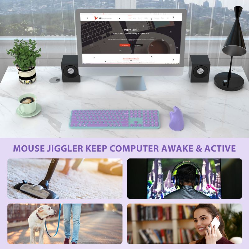 Seenda Ergonomic Vertical Mouse Jiggler Bluetooth 2.4g Wireless Mice For Computer Laptop Notebook PC Purple_voghion.com
