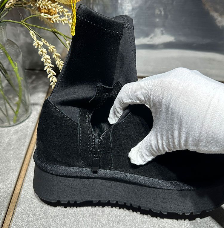 Stivali da neve da donna autunno e inverno nuovi stivali con suola spessa elastici calzini stivali imbottiti caldi in pelle e cotone stivali versatili a matita_voghion.com