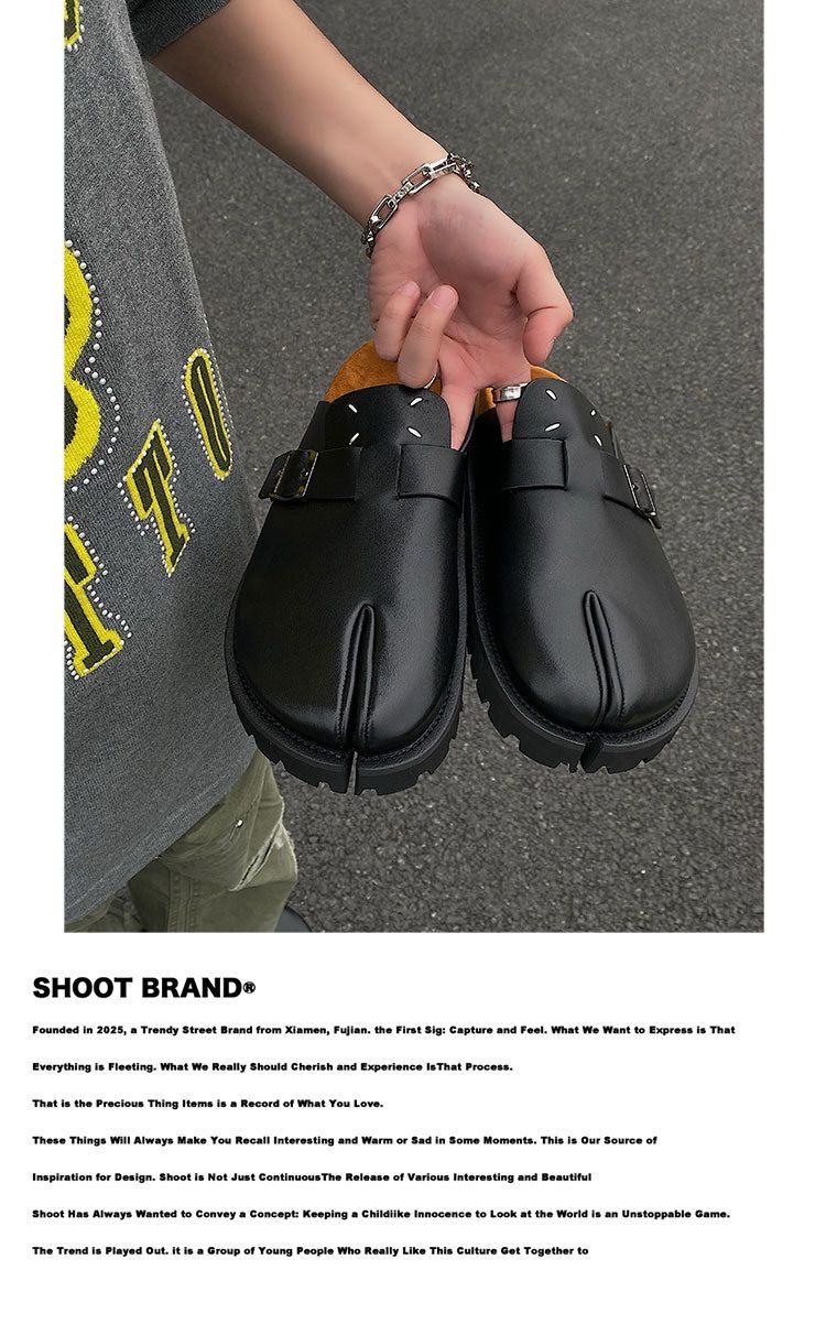 Zapatillas informales de piel auténtica con suela gruesa de corcho y puntera cerrada, ideales para actividades al aire libre._voghion.com