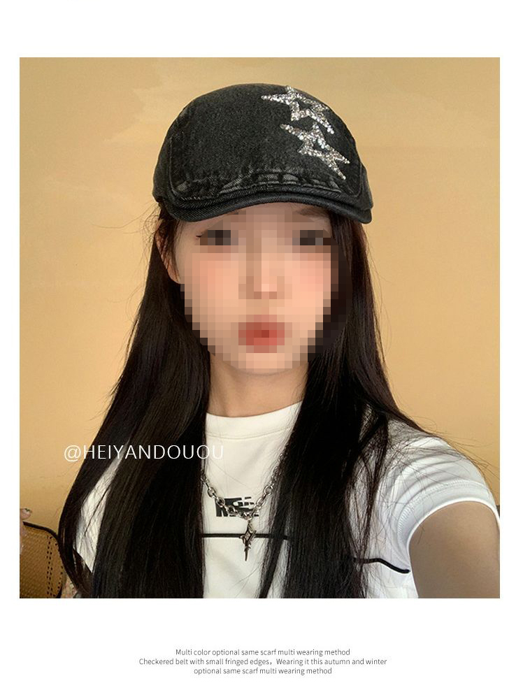 Originale vecchio cappello da cowboy lavato stella in avanti cappello da pittore femminile artista retrò nuovi modelli berretto da strillone in lingua d'anatra_voghion.com