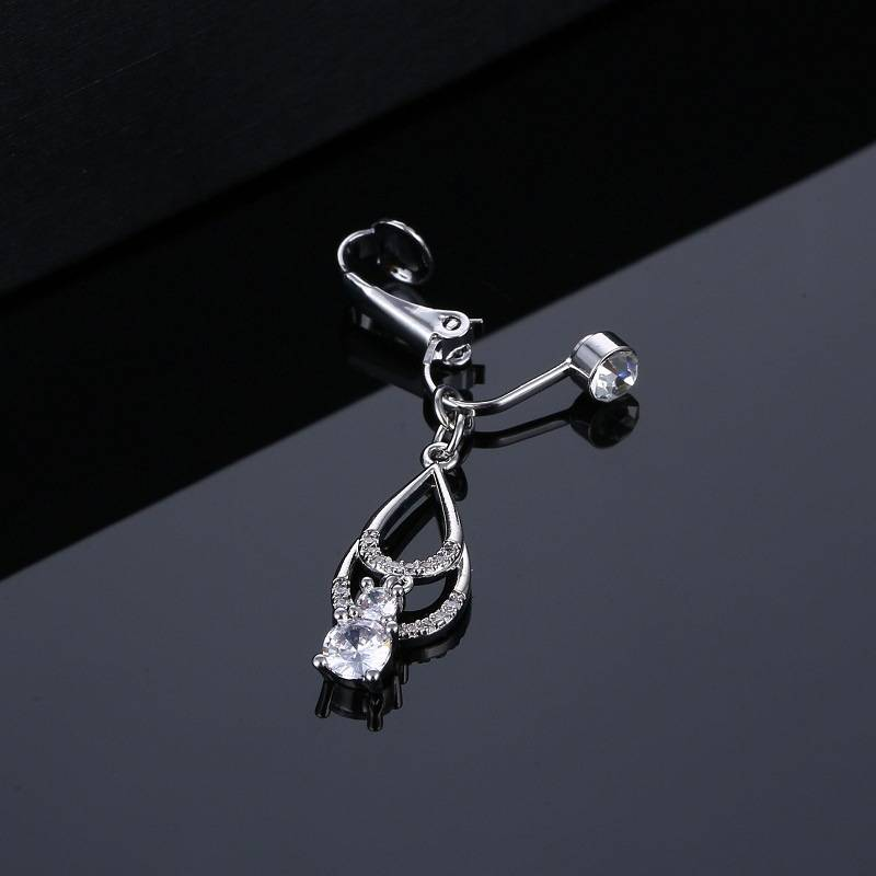 Nicht perforiert großer Zirkon-Stil Wassertropfen-Nabelnagel-Nabelring ohne Perforation sexy Nabel heißer Tanzstil_voghion.com