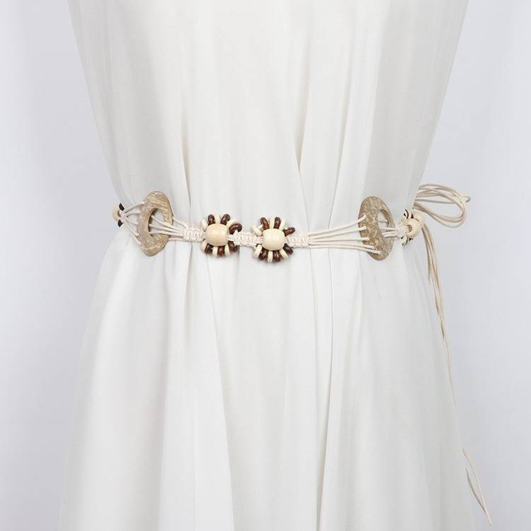 Ceinture tressée 1 pièce, corde de cire ethnique rétro littéraire, décontractée, cintrage de taille, robe décorative, corde de taille_voghion.com
