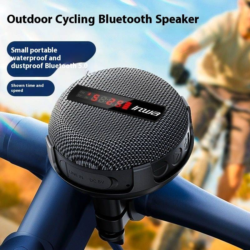 Motorcycle riding audio system, Bluetooth speaker, outdoor portable subwoofer, waterproof and dustproof, displaying time and speed_voghion.com