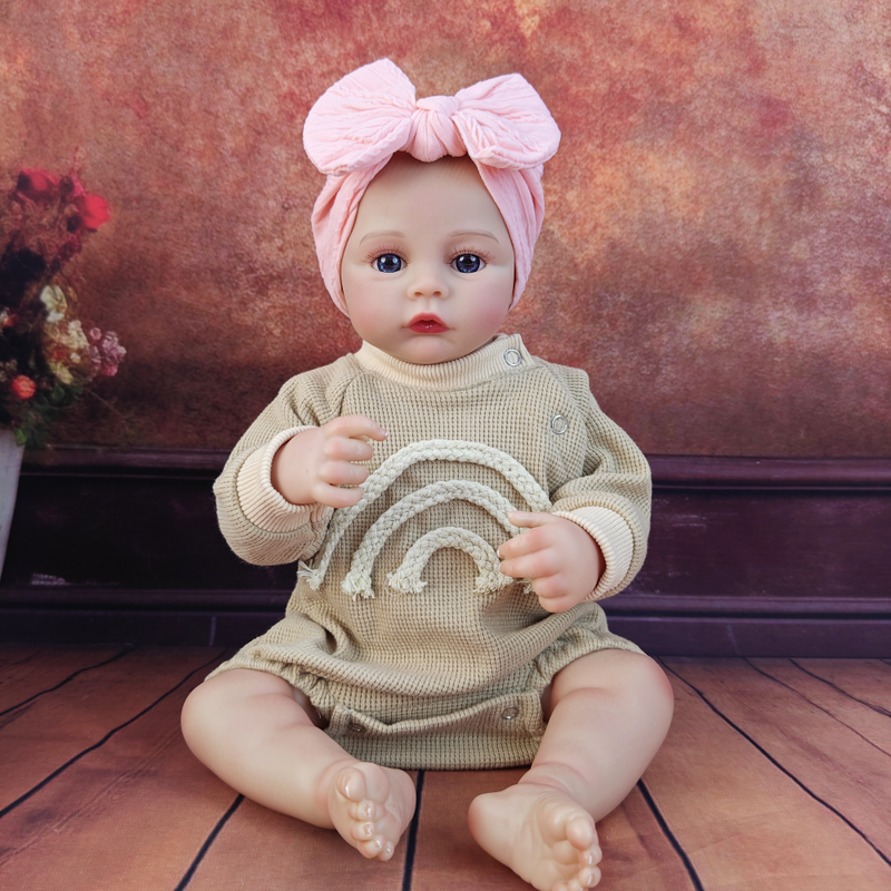 46 cm realistische fertige Meadow Bebe Reborn Babypuppe mit 3D-Malhaut, handgefertigtes Kunstpuppenspielzeug, Weihnachtsgeschenk_voghion.com