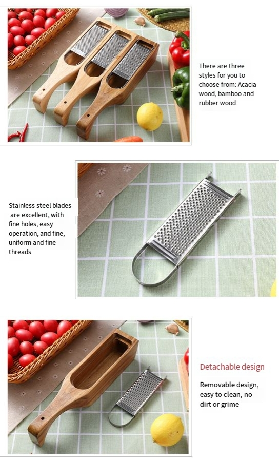 Kuchyňské struhadlo z nerezové oceli s dřevěnou rukojetí, kráječ zeleniny, drtič brambor, ředkviček, struhadlo na sýr, drtič zeleniny_voghion.com