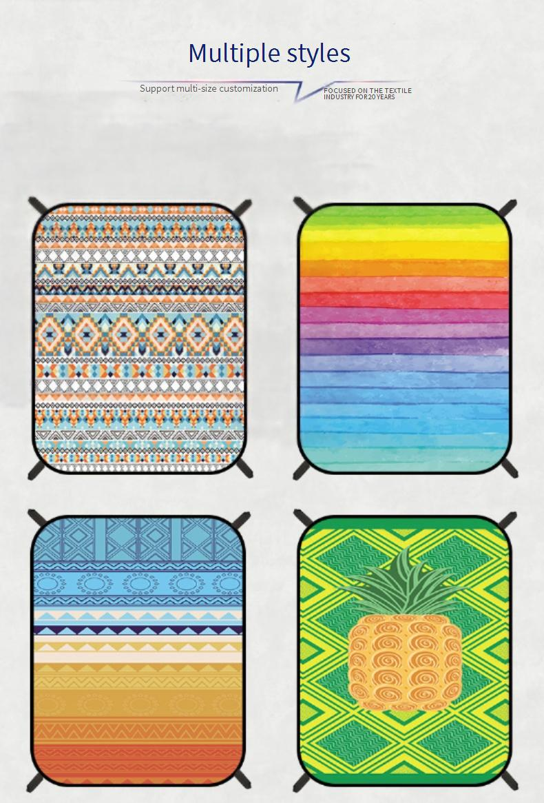 Microfiber Beach Mat - Waterproof Sand-Free Picnic Blanket With Storage Pocket (Portable Quick-Dry Lightweight For Camping Travel & Outdoor)_voghion.com