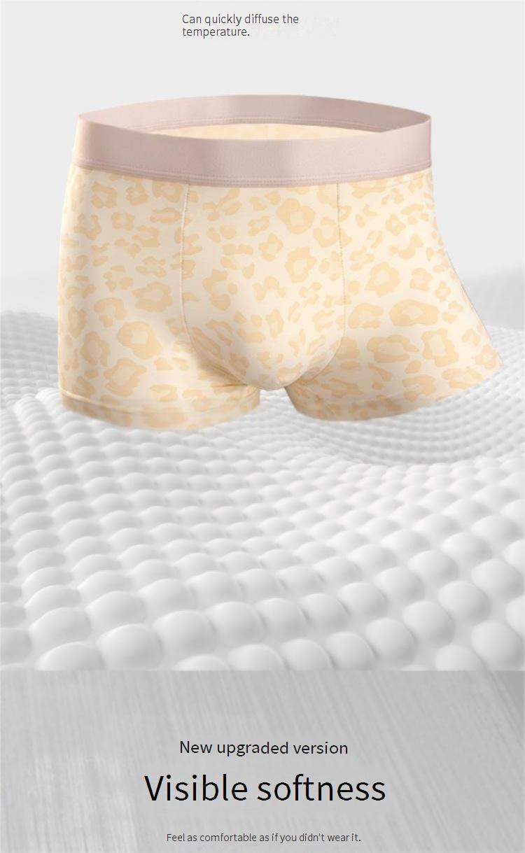 Men's Underwear New Ice Silk Leopard Print Men's Boxer Briefs Seamless Mid Waist Cool Skin Friendly Underwear Men's Mask Pants_voghion.com