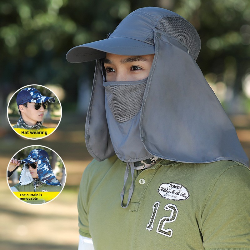 Unisex-Sonnenschutz-Baseballkappe mit Gesichts- und Nackenschutz – Atmungsaktives Mesh für Angeln und Outdoor-Aktivitäten_voghion.com