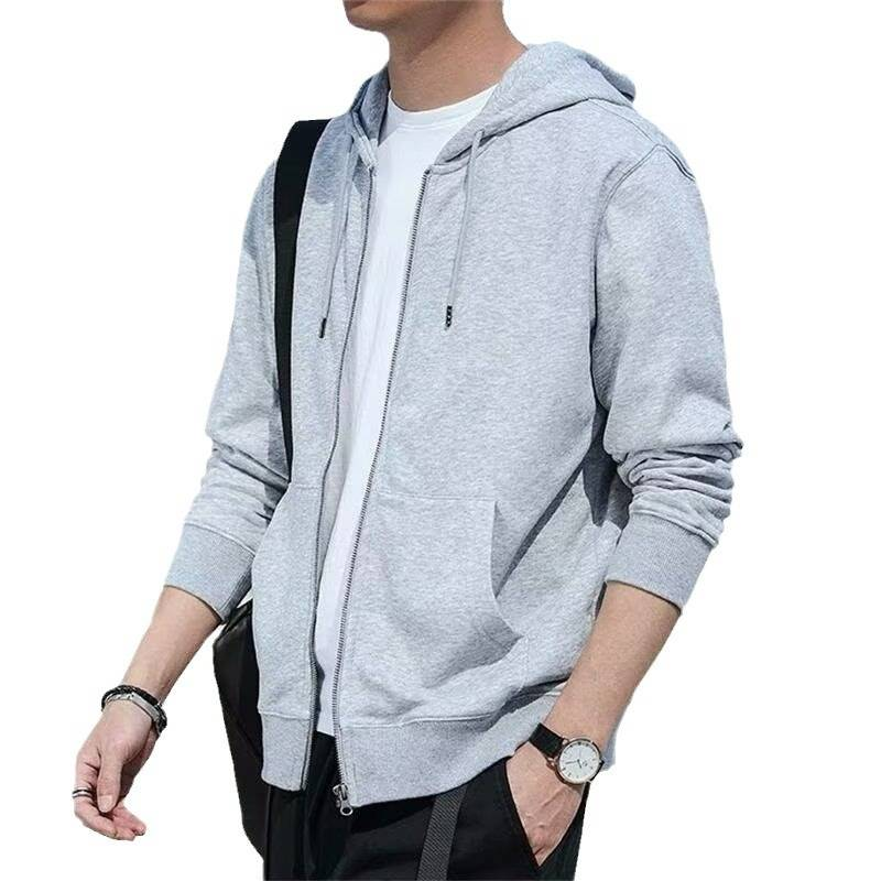 Herrenbekleidung Fleece-Kapuzenpullover mit Reißverschluss – Lässiger Pullover mit lockerer Passform und Seitentaschen, warmes Fleecefutter für Herbst und Winter, Streetwear-Mode_voghion.com