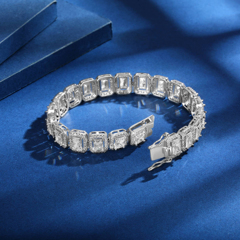 Men And Women's Jewelry - Square Hip Hop Cuban Link Bracelet With Zirconia Inlay, Trendy Geometric Design, Unisex Fashion Accessory_voghion.com