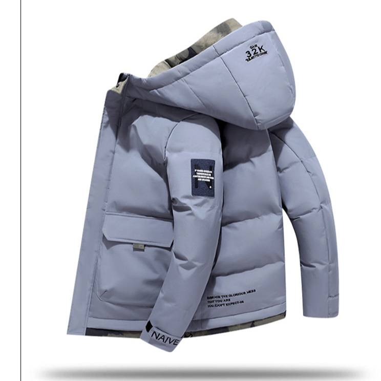 Winter-Pufferjacke für Herren – Slim-Fit-Kapuzenmantel im koreanischen Stil mit verdicktem Polyester, winddichte Freizeitjacke mit Reißverschluss für Jugendliche_voghion.com