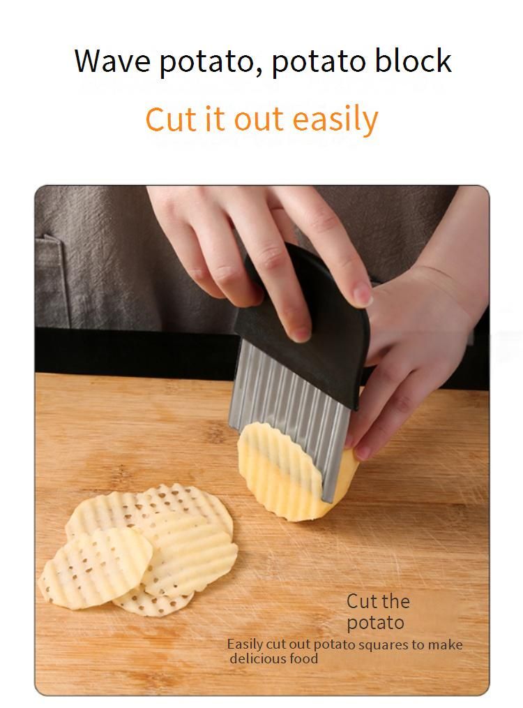 Tagliapatate ondulato in acciaio inox - Coltello creativo per patatine fritte e verdure - Utensile da cucina durevole per patatine e fette ondulate perfette_voghion.com