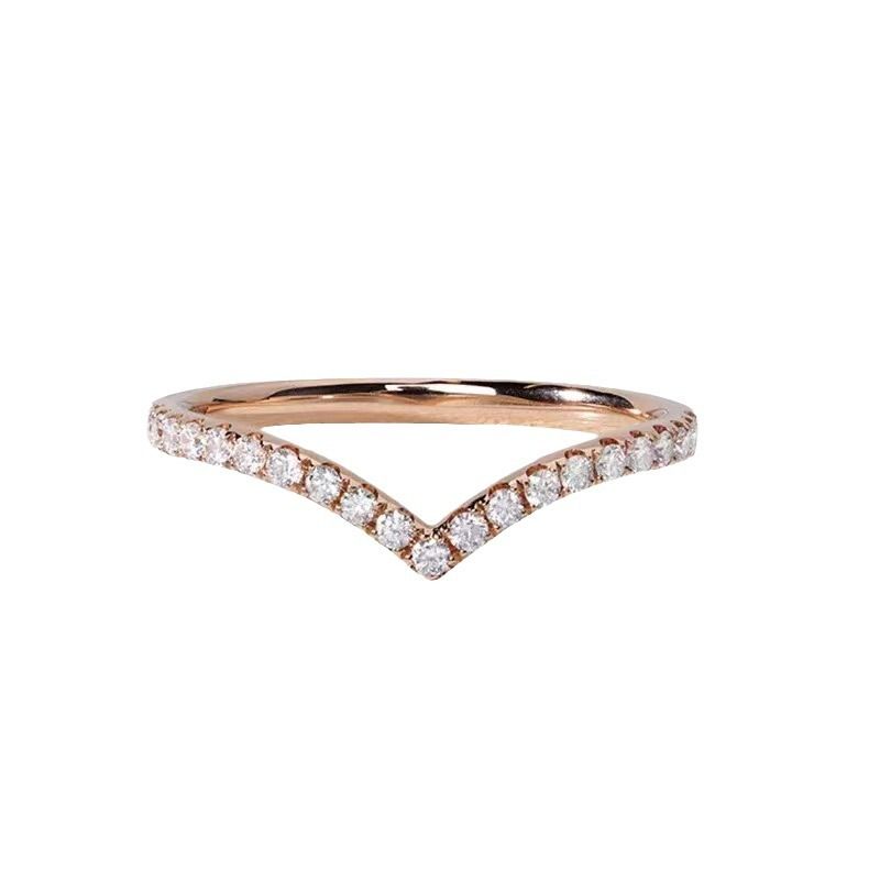 French Elegant Plated White Gold Slender Exquisite V Shaped Micro Inlaid Zircon Pinky Dia Ring Female_voghion.com