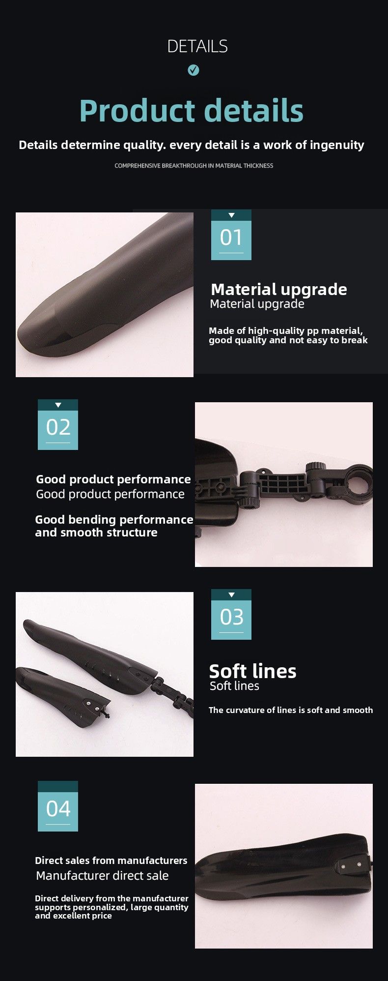 【Aojie】Garde-boue à dégagement rapide pour VTT Mountain Big Flying Fish, accessoires pour vélo_voghion.com