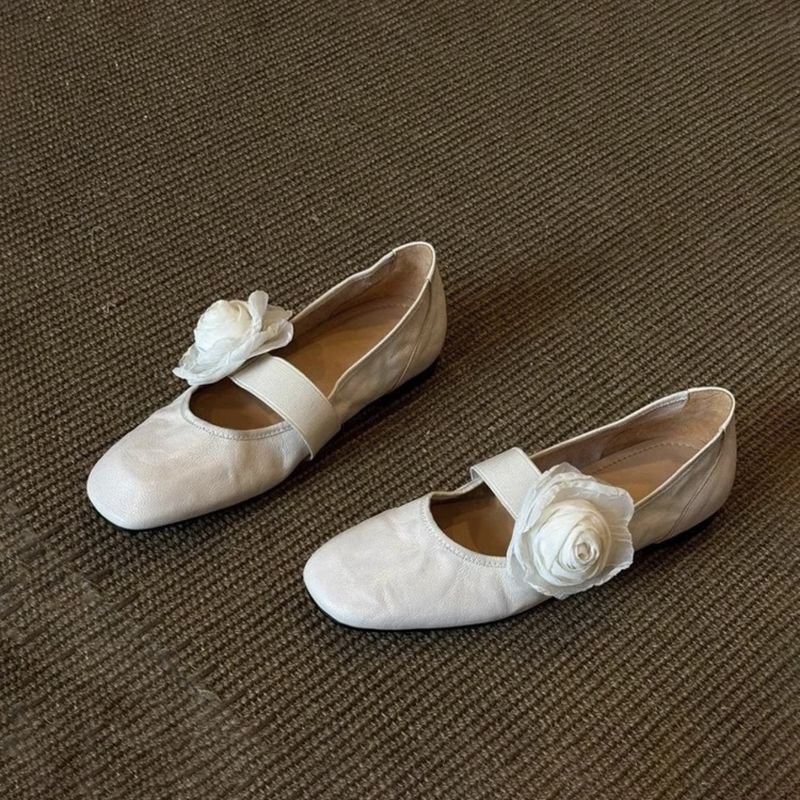 2025 New Style One-Strap Detachable Flower Single Women Flat Shallow Mouth Ballet Shoes_voghion.com