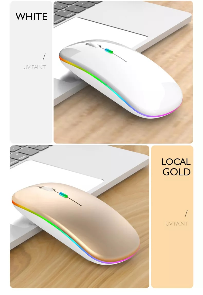 Tablet Telefon Computer Bluetooth Drahtlose Maus Wiederaufladbare RGB Hintergrundbeleuchtung Mäuse Für IPad PC Laptop Tablet Telefon 2,4 GHz USB Maus_voghion.com