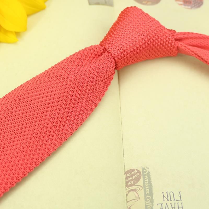 Cravatta per uomo, casual, versatile, stile college, da donna, 6 cm, tinta unita, rosa loto, lavorata a maglia, testa piatta, personalità piccola_voghion.com