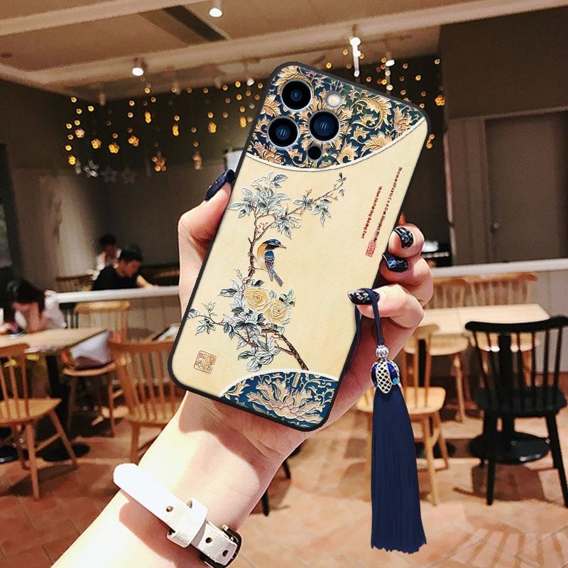 Rilievo 3D adatto per 16promax Fiore e Uccello iphone15pro Orchidea di Giada 14 iPhone 13pro Nuovo Prodotto 12 Custodia Morbida 11_voghion.com