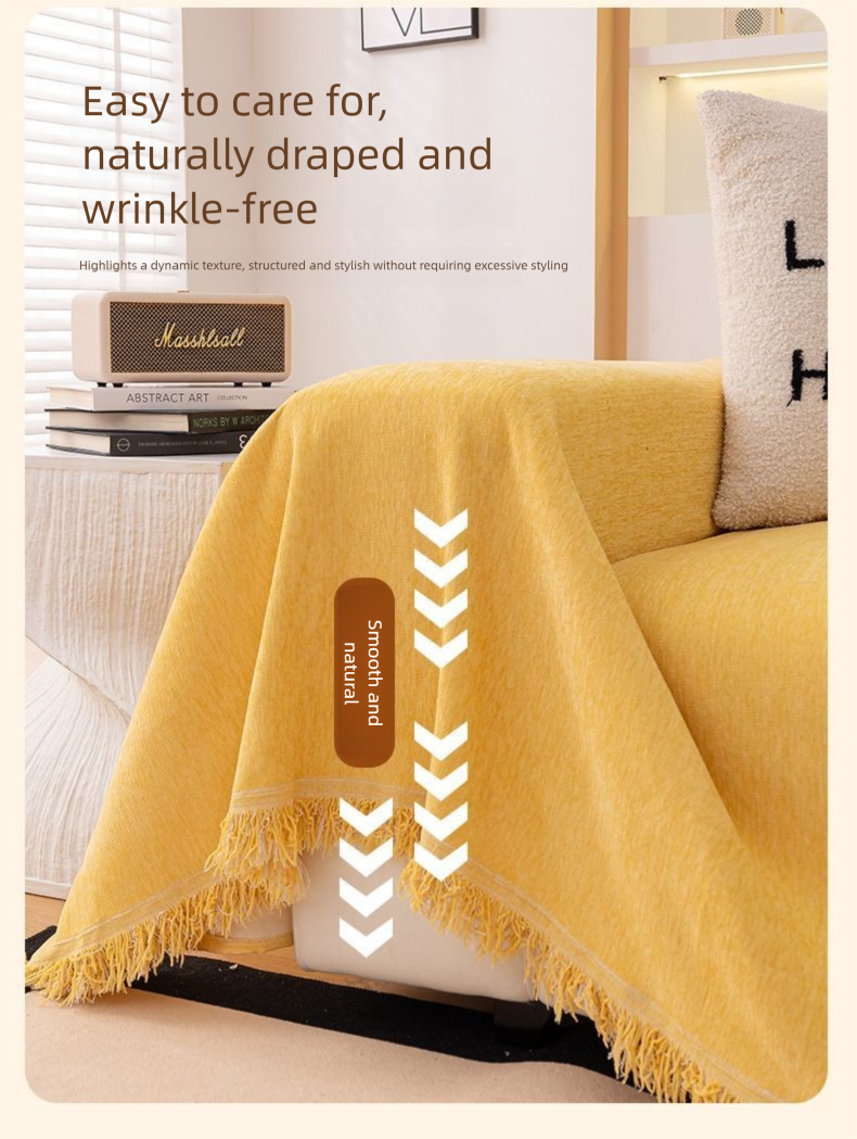 Puxu Chenille Sofa Throw All-Season Thickened One-Piece High-End Solid Color Full Cover Set_voghion.com
