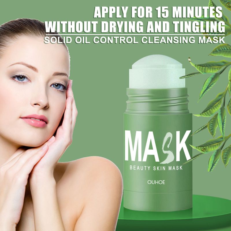 Máscara de Chá Verde, Bastão de Limpeza Facial, Hidratante, Limpeza Profunda, Removedor de Poros, Cravos, Máscara Facial, Controle de Oleosidade, Cosméticos e Maquiagem_voghion.com