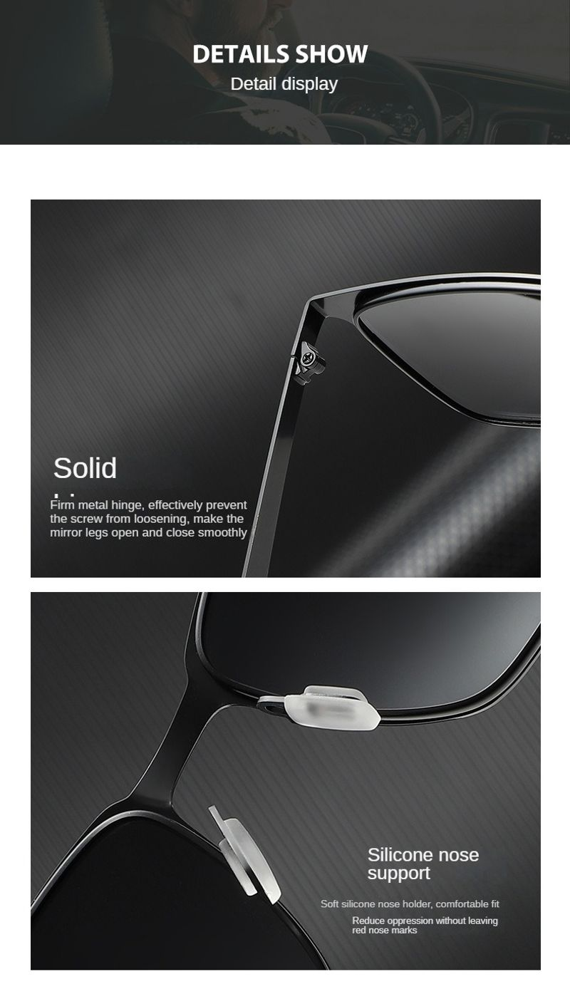 1pc Men's Driving Polarized High Sense Photochromic Fishing Sunglasses, With Case Glasses Cloth_voghion.com