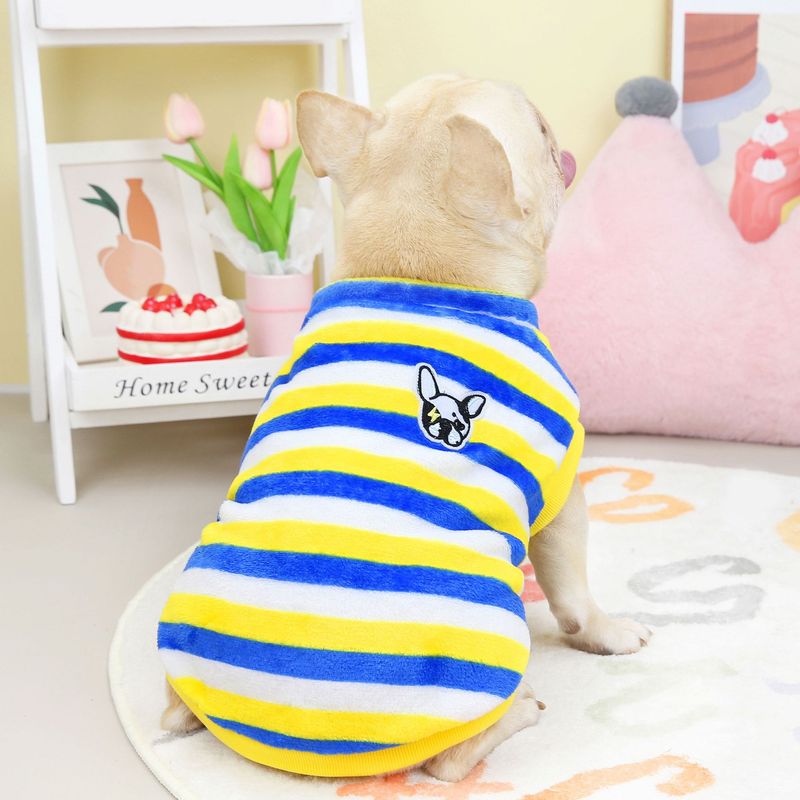 Bulldog, Shapi Bago Dog, Pies Jesień i Zima Nowe Ubrania Dla Zwierząt, 22 Ubrania Z Aksamitu W Paski Do Walki Byków_voghion.com