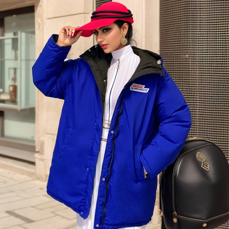 Doppelseitige Baumwolle gefütterte Jacke für Damen, Winter, lang, locker, Paar, Sport, Freizeit, Baumwolle gefütterte Jacke_voghion.com