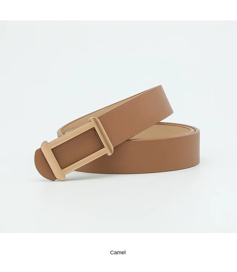 New Rectangular Buckle High-end Fashionable and Simple Daily Versatile Dress Student Youth Women's Belt_voghion.com