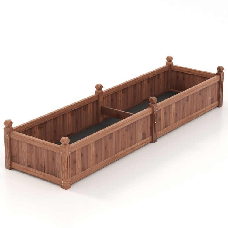 91 x 24 x 16 Inch Divisible Planter Box with Corner Drainage and Non-woven Liner for Growing Vegetables_voghion.com