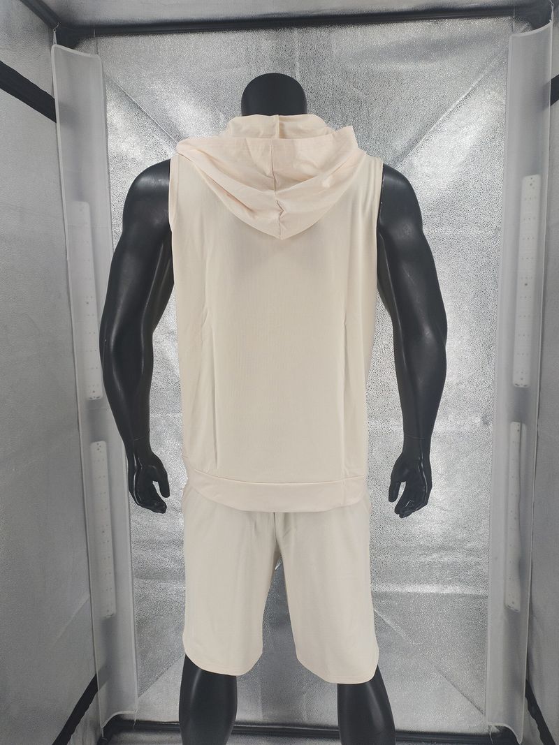 Herren Sommer Unterhemd mit Kapuze Sport Fitness Training Reißverschluss Strickjacke Ärmellose Weste Tops_voghion.com