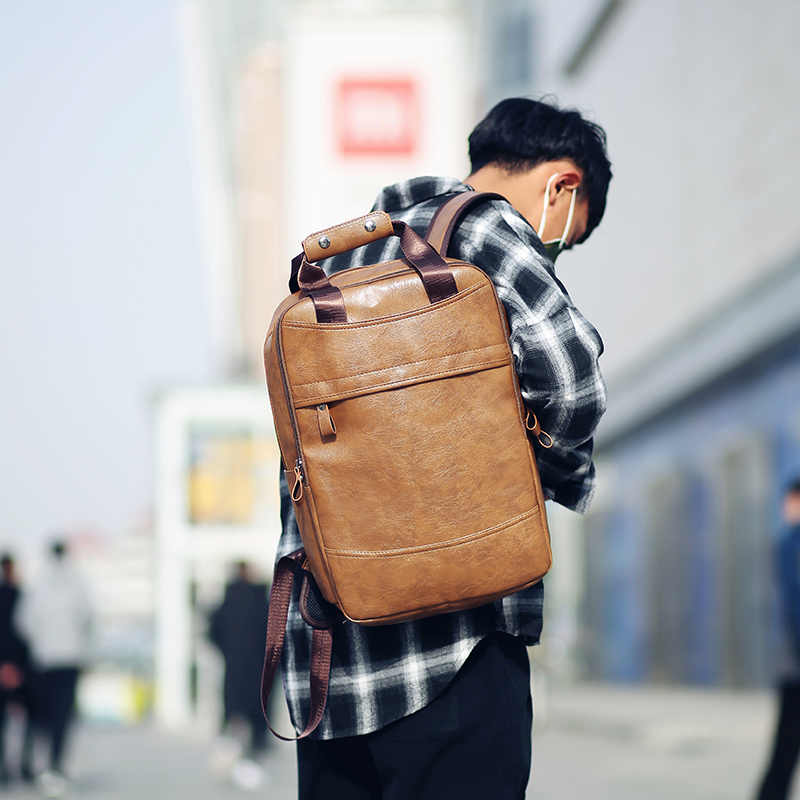 16,5 hüvelykes hátizsák férfi hátizsák PU bőr táska nagy laptop hátizsák férfi mochilas alkalmi iskolatáska tinédzsereknek_voghion.com