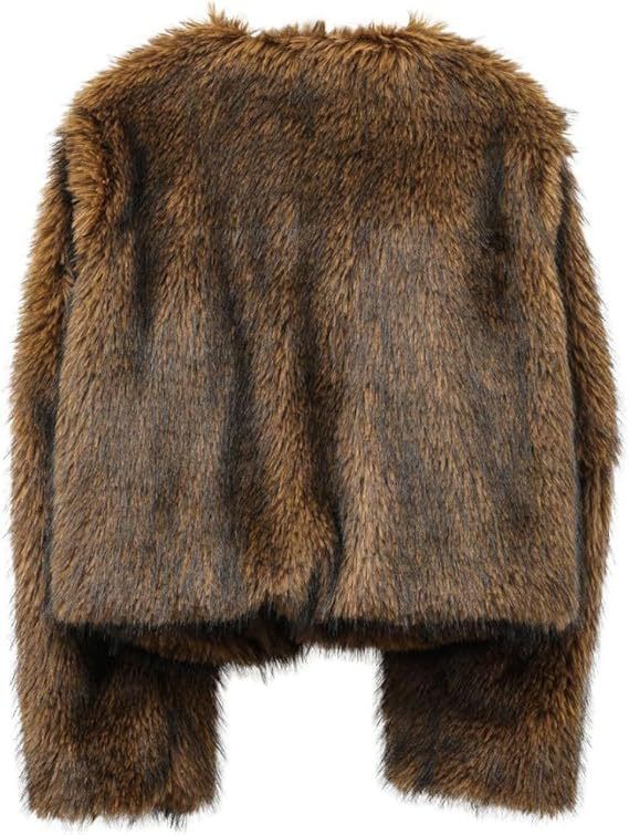 Women's Faux Fur Coat Winter Short Jacket With Pockets Front Open Long Sleeve Fashion Outerwear In Wine, Coffee, Khaki, Black & White_voghion.com