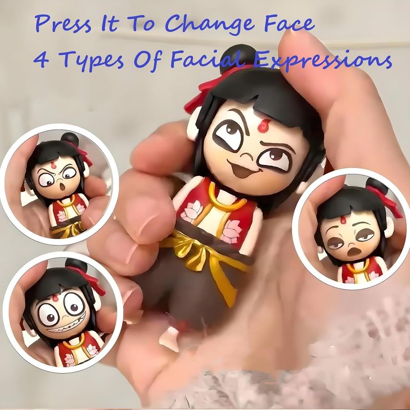 Nezha Movie 2 Pressed Figure Toys With 4 Face-Changing Expressions, Adults Stress Relief And Funny Fidget Toys, For Desk Decor, Keychain Accessories_voghion.com