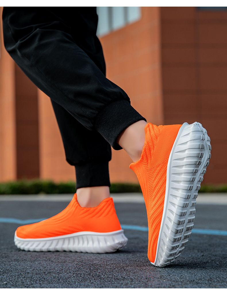Green Platform Knit Sneakers Men Women Trainers Breathable Socks Men's Running Shoes Comfortable Slip-on Women's Sports Shoes_voghion.com