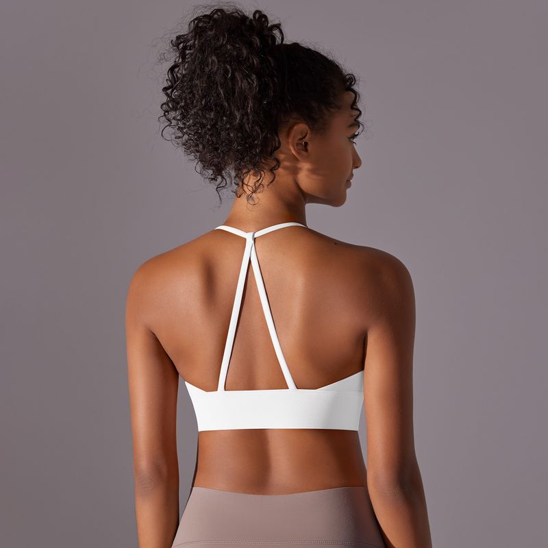 New Style Brushed Double-Sided Nylon Solid Color Cross-Back Bra For Running, Fitness, Yoga, And Women's Sports Underwear_voghion.com