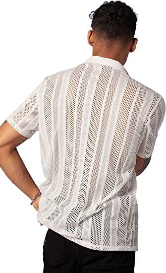 Abbigliamento da uomo, casual, da strada, con bottoni, in maglia, a maniche corte, top e camicie cave_voghion.com