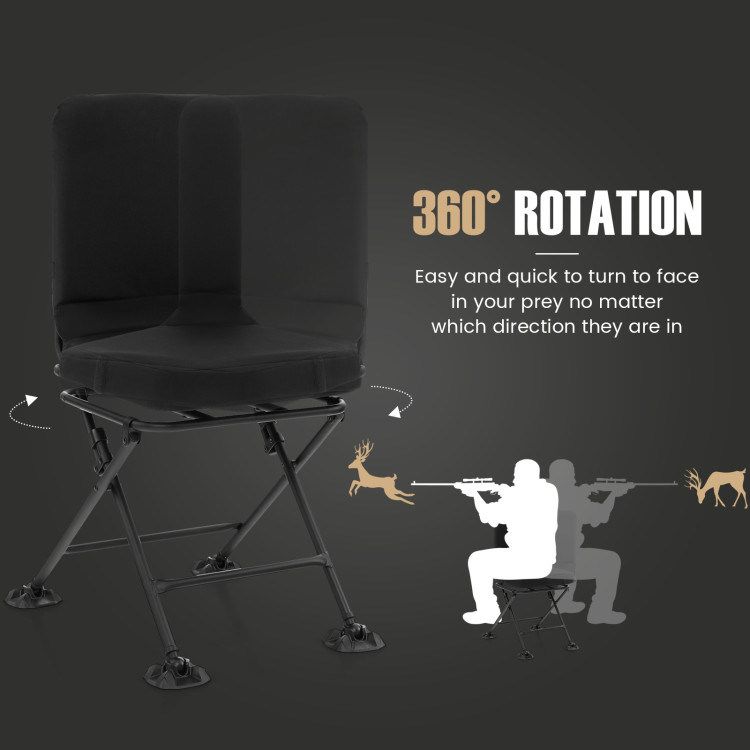 Swivel Folding Chair with Backrest and Padded Cushion_voghion.com